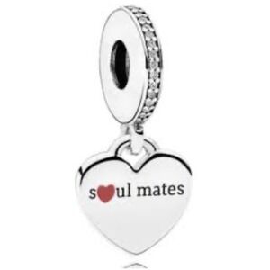 Pandora Silver SOUL MATES Soulmates Heart Charm 792017CZ Retired Valentine's Day